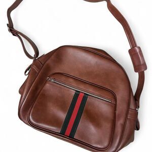 Vintage Interpur Designer Collection Brown Faux Leather Crossbody Travel Bag